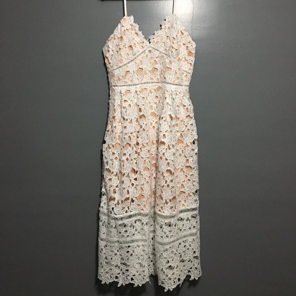 Crochet lace midi dress